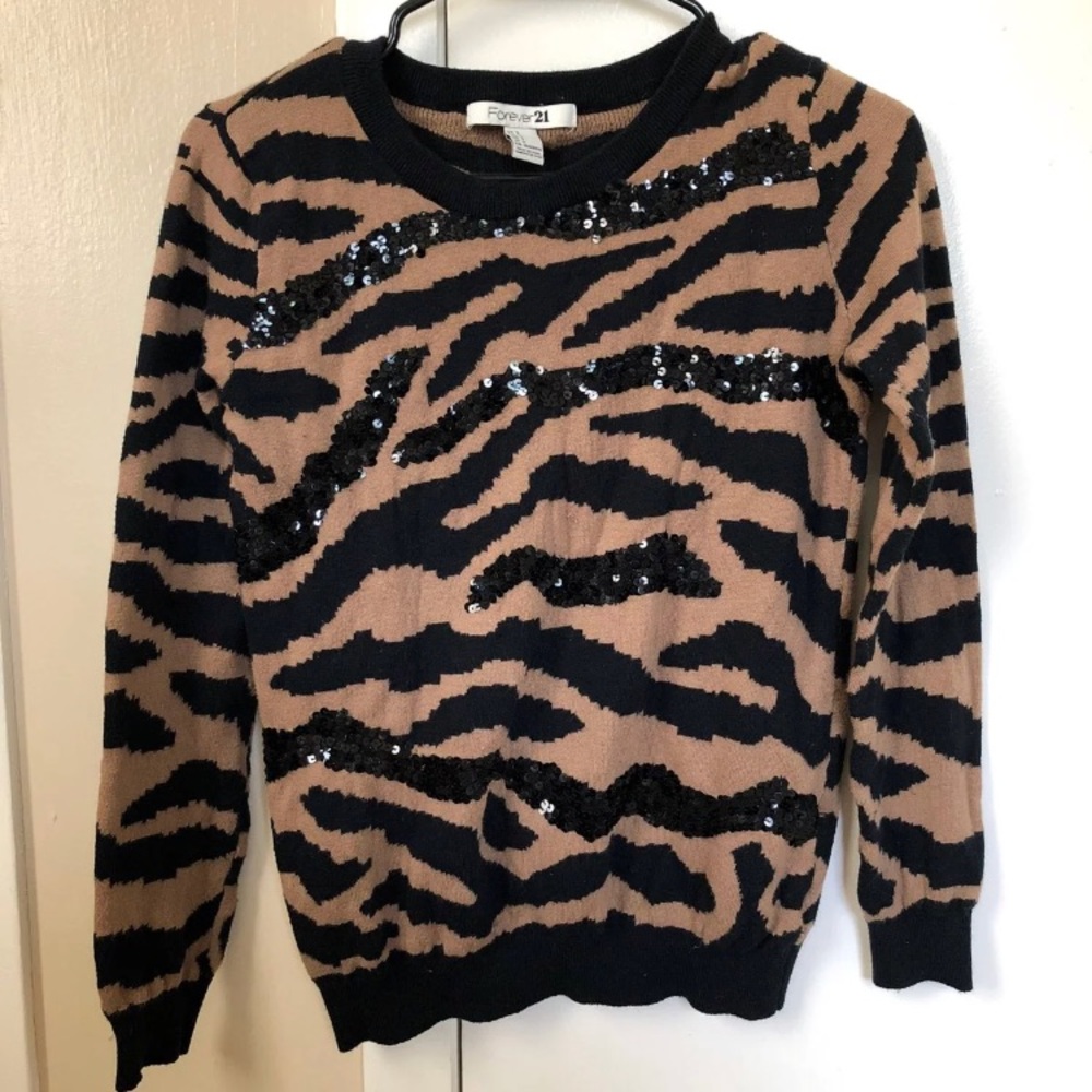 Brown & Black zebra striped sweater